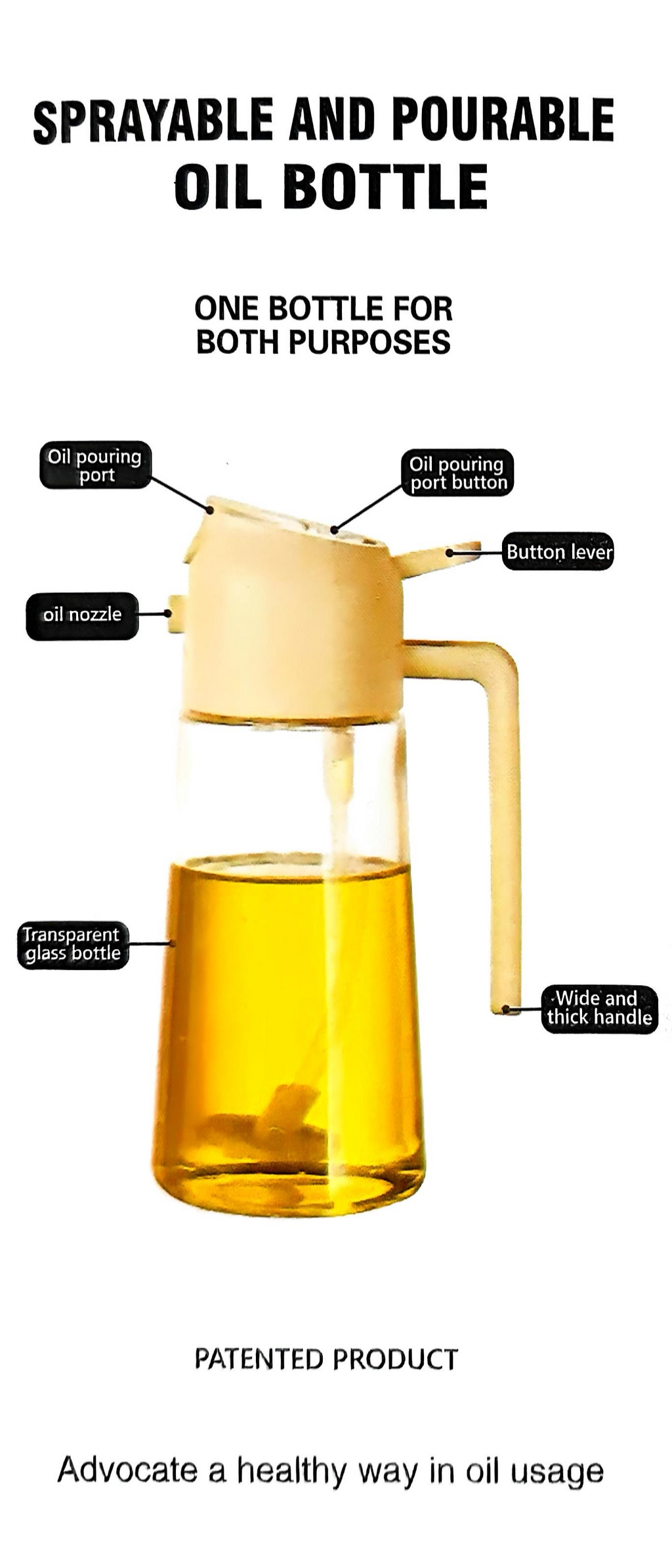 Sprayable and Pourable Oil Bottle